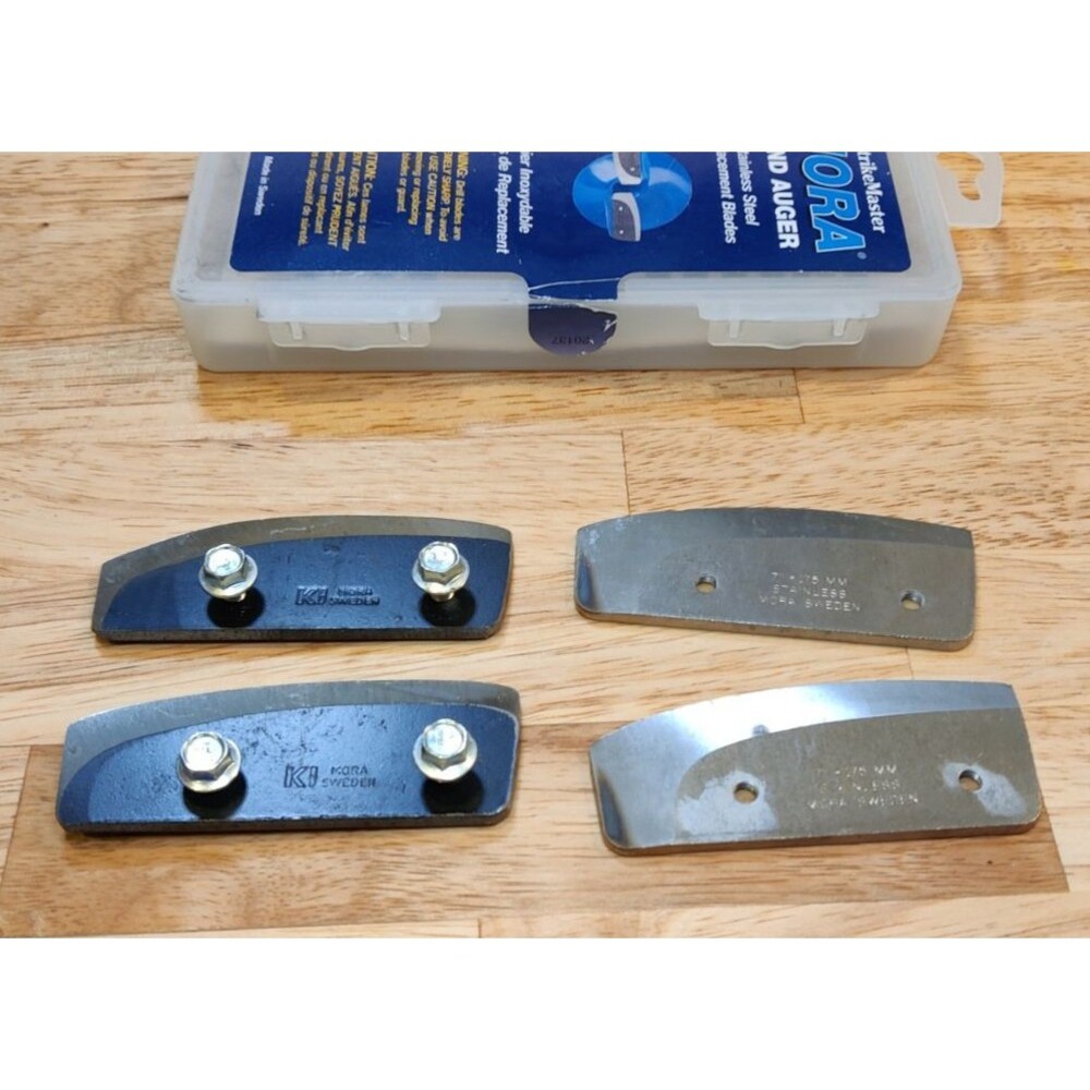 2 Sets Of 7” 175mm Mora Sweden Ice Auger Blades Need Sharpening With Case-Parts